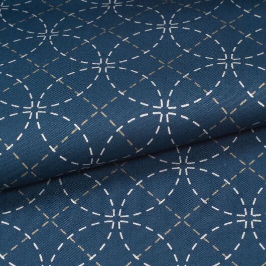 Látka na sashiko s předtištěným vzorem sedmi pokladů, modrá