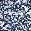 Japońska tkanina BOTANICAL, 100% lnu, ciemnoniebieska